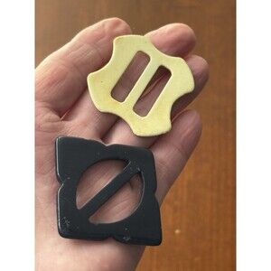 Set Of 2 Vintage Bakelite Or Celluloid Belt Buckles Or Scarf  /  T-Shirt Slides